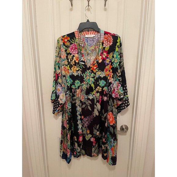 Johnny Was Dresses & Skirts - Johnny Was Floral Kimono Dress With Tassel Tie Womens Boho Style Women’s Sz L wi